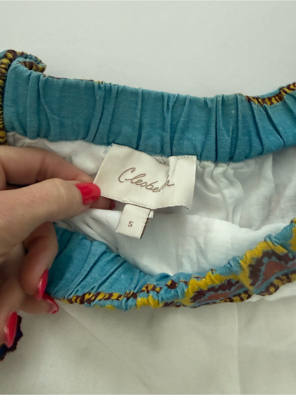 Cleobella White Floral Embroidered Two-Piece Set with Pink, Blue, Green Accents - Picture 3 of 6